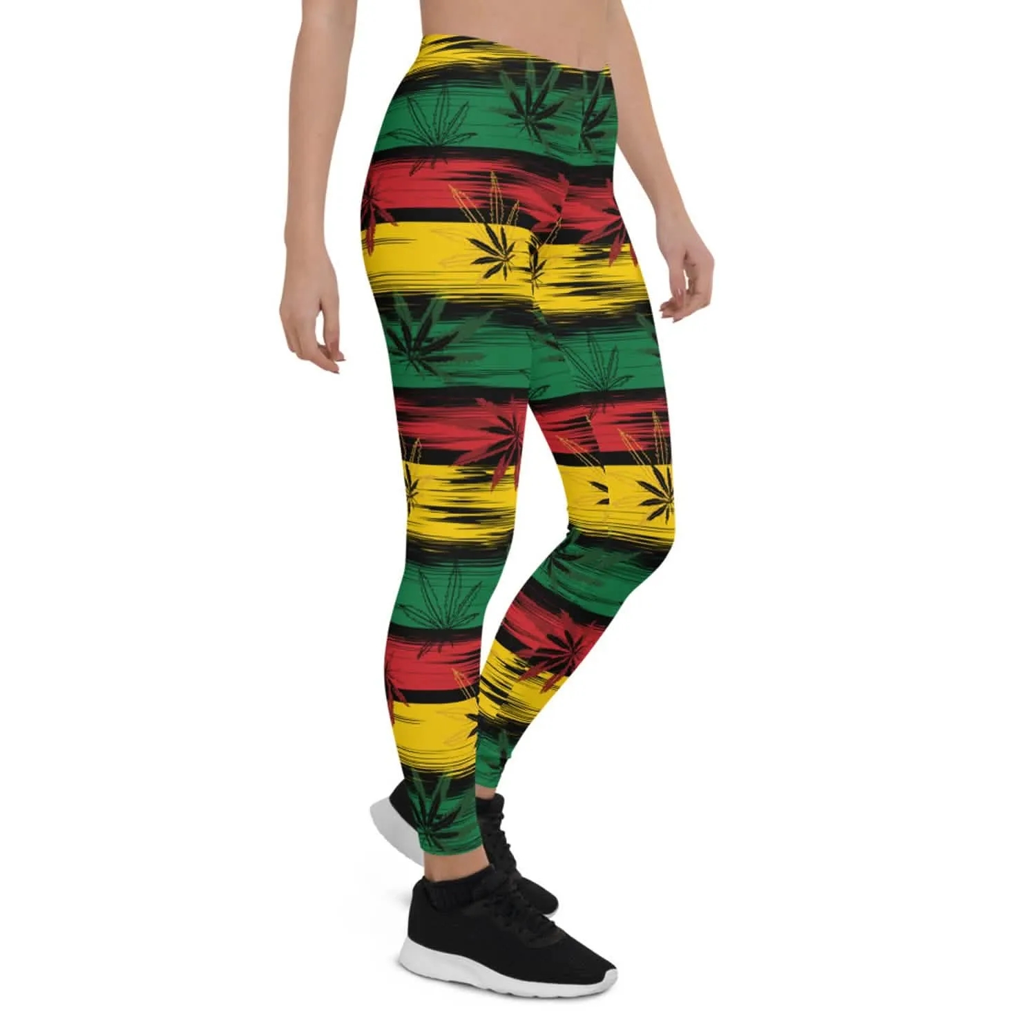 Vibrant Reggae & Cannabis-Themed Women's Performance Leggings