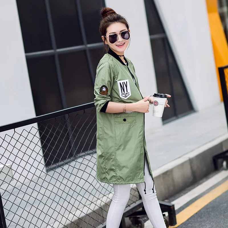 Women's Autumn Casual Slim Long Windbreaker With Print