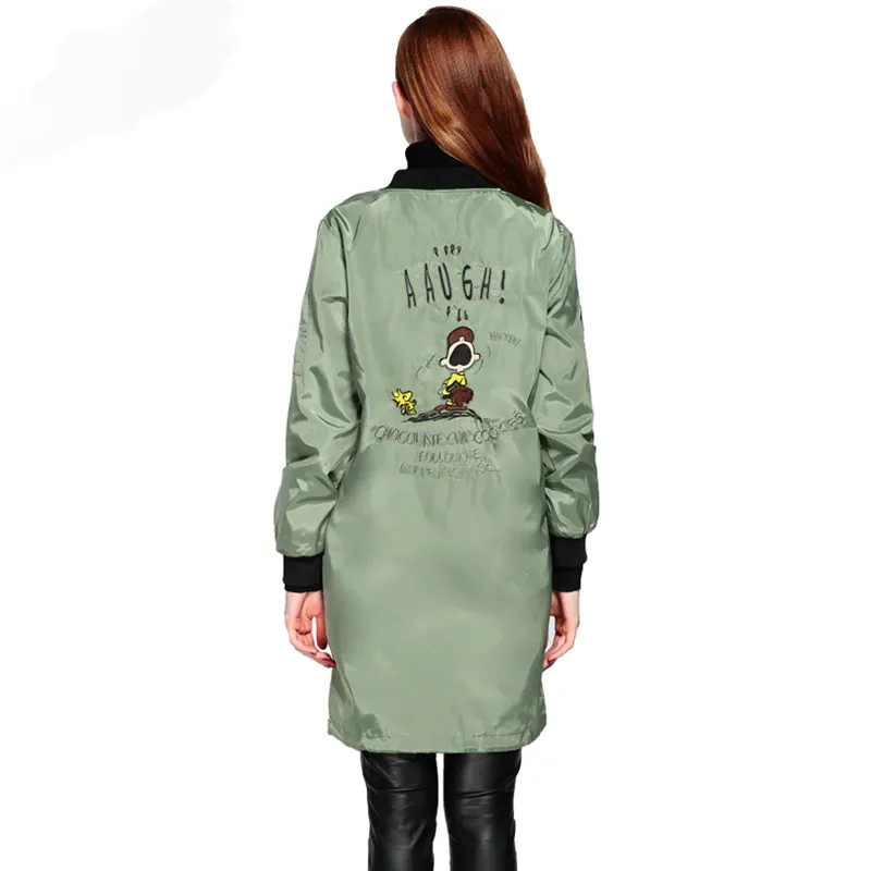 Women's Autumn Casual Slim Long Windbreaker With Print