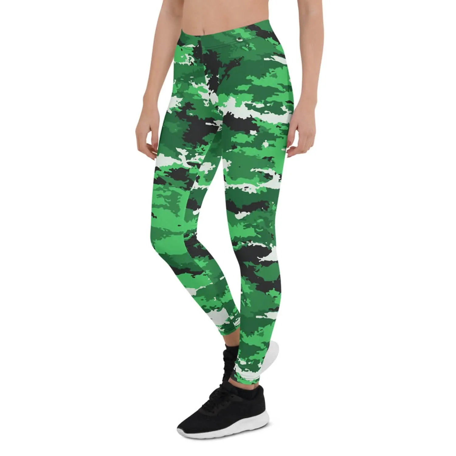 Women's Green Camo Active Leggings for Performance and Comfort