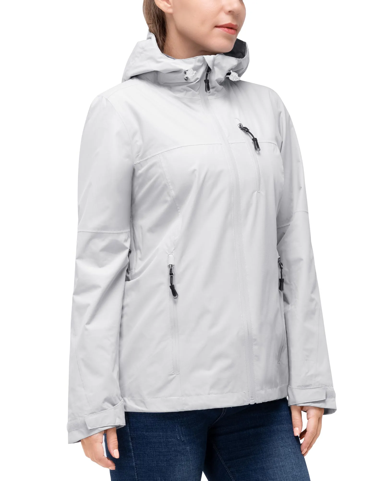 Women's Packable Rain Jacket with 4 Pockets: 1.10 lbs 10000mm W/P index 10000 Level Breathable