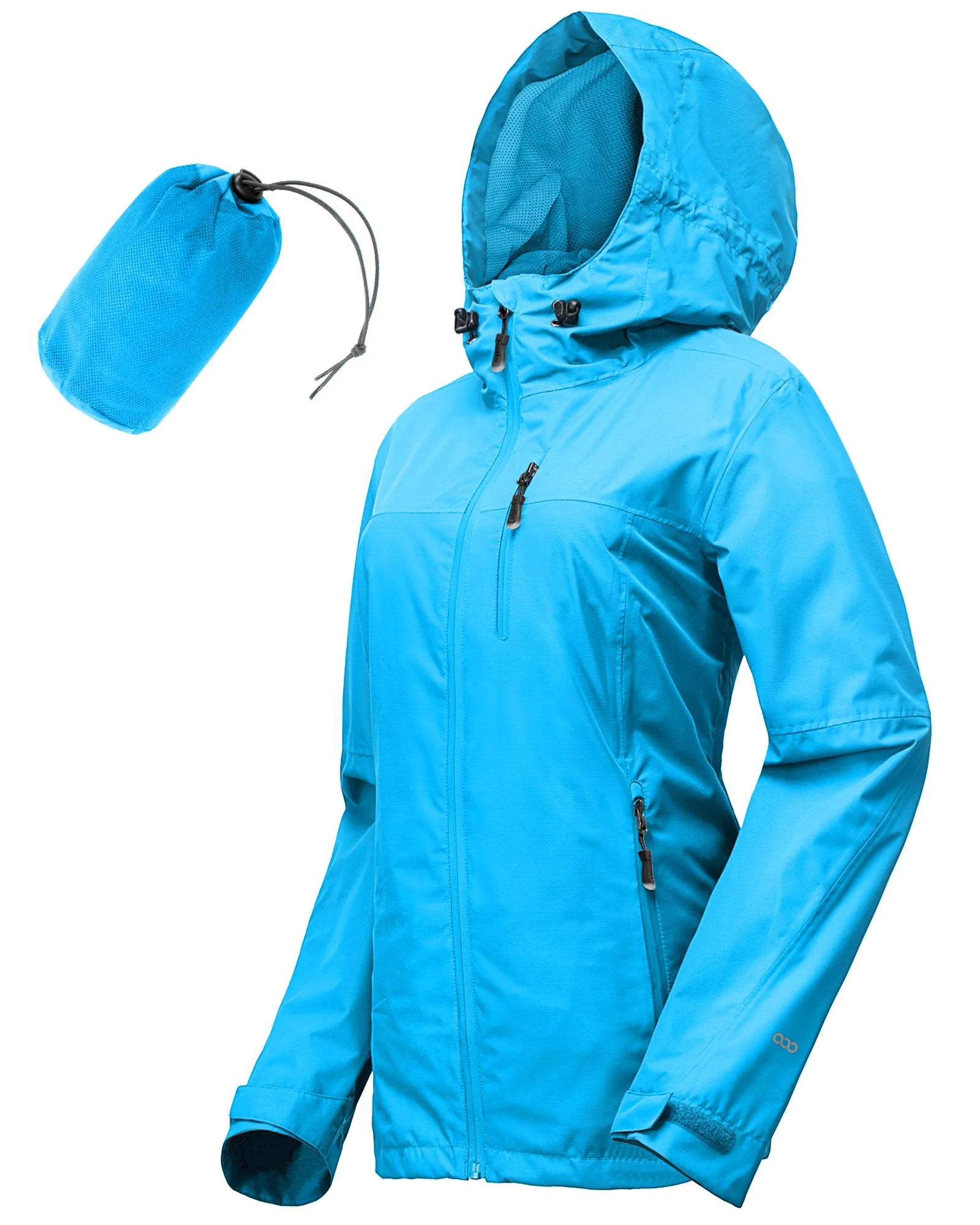 Women's Packable Rain Jacket with 4 Pockets: 1.10 lbs 10000mm W/P index 10000 Level Breathable