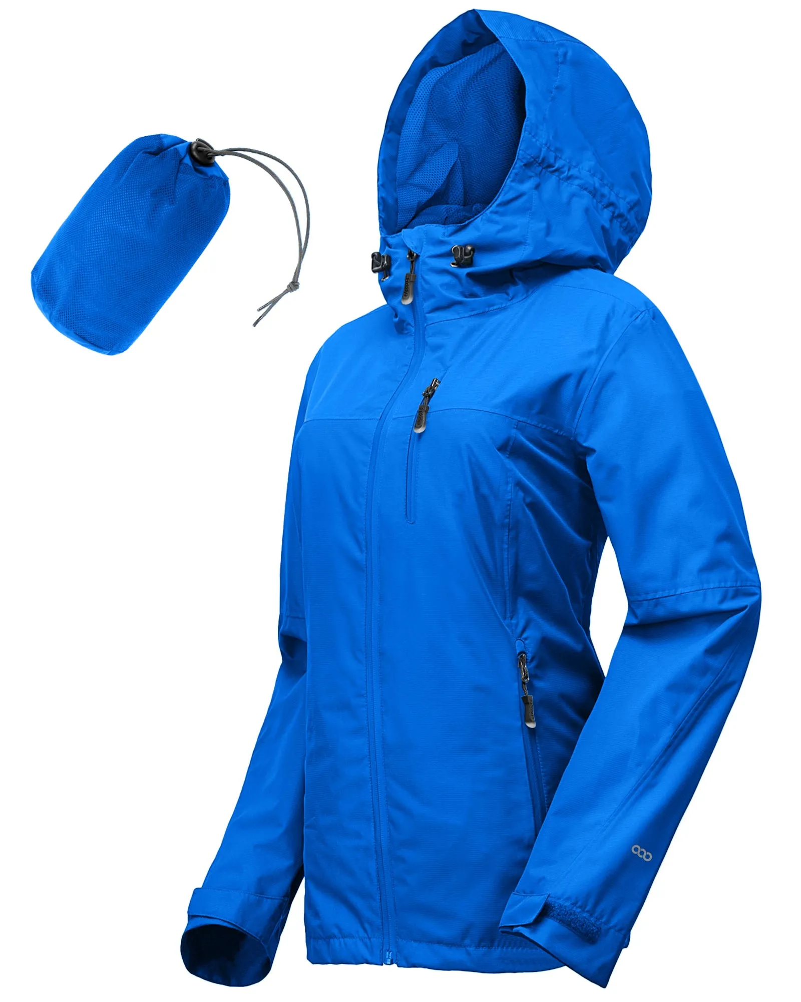 Women's Packable Rain Jacket with 4 Pockets: 1.10 lbs 10000mm W/P index 10000 Level Breathable