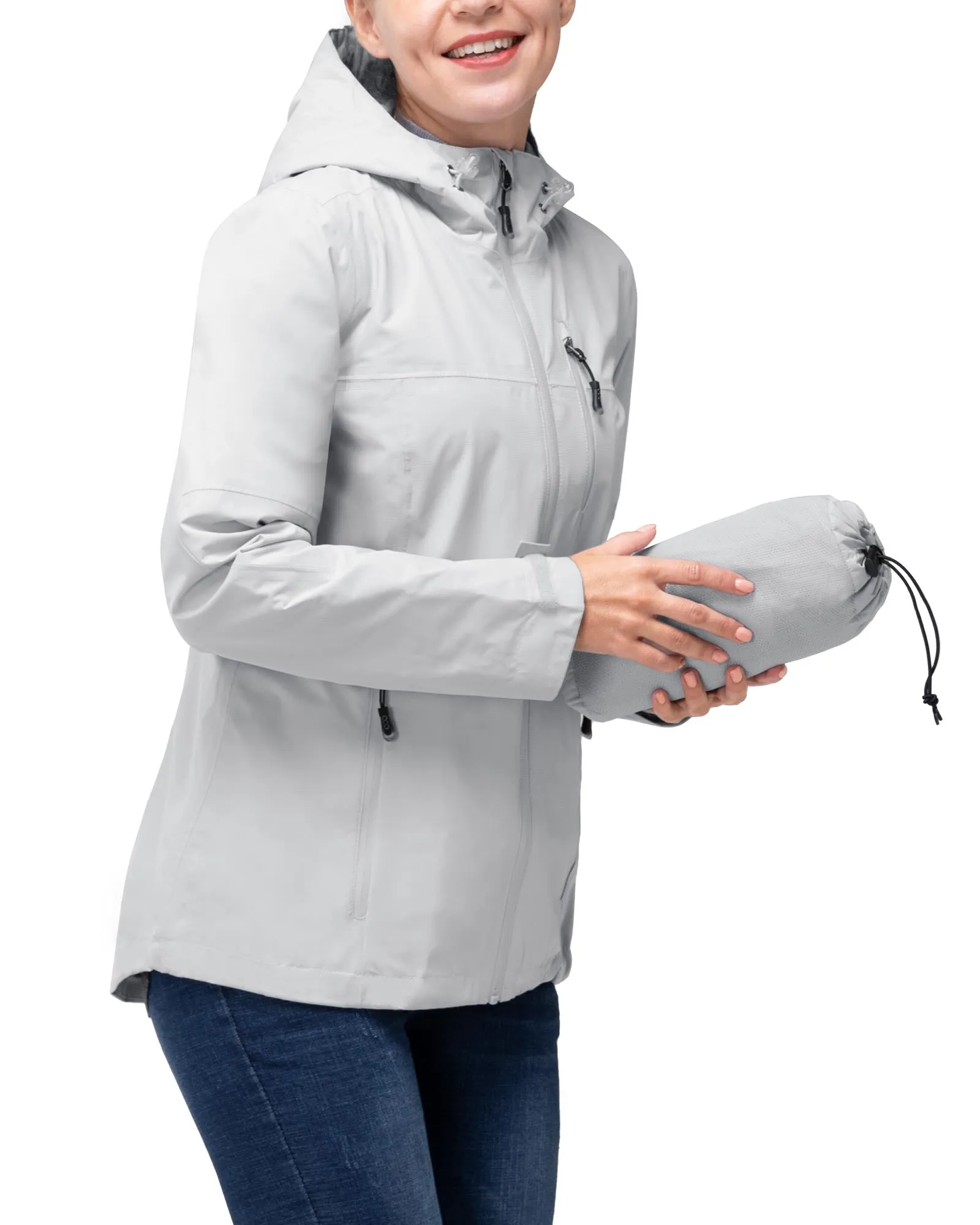 Women's Packable Rain Jacket with 4 Pockets: 1.10 lbs 10000mm W/P index 10000 Level Breathable