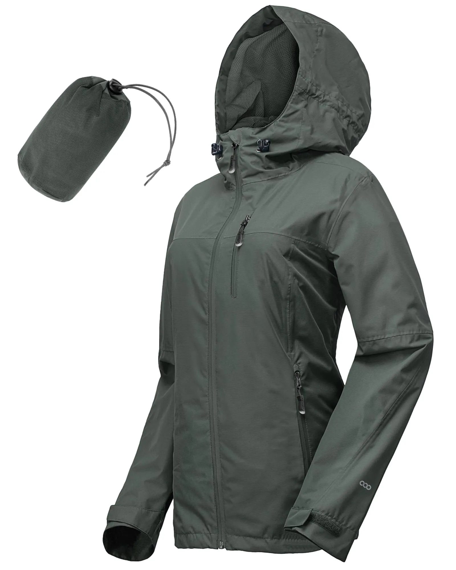 Women's Packable Rain Jacket with 4 Pockets: 1.10 lbs 10000mm W/P index 10000 Level Breathable