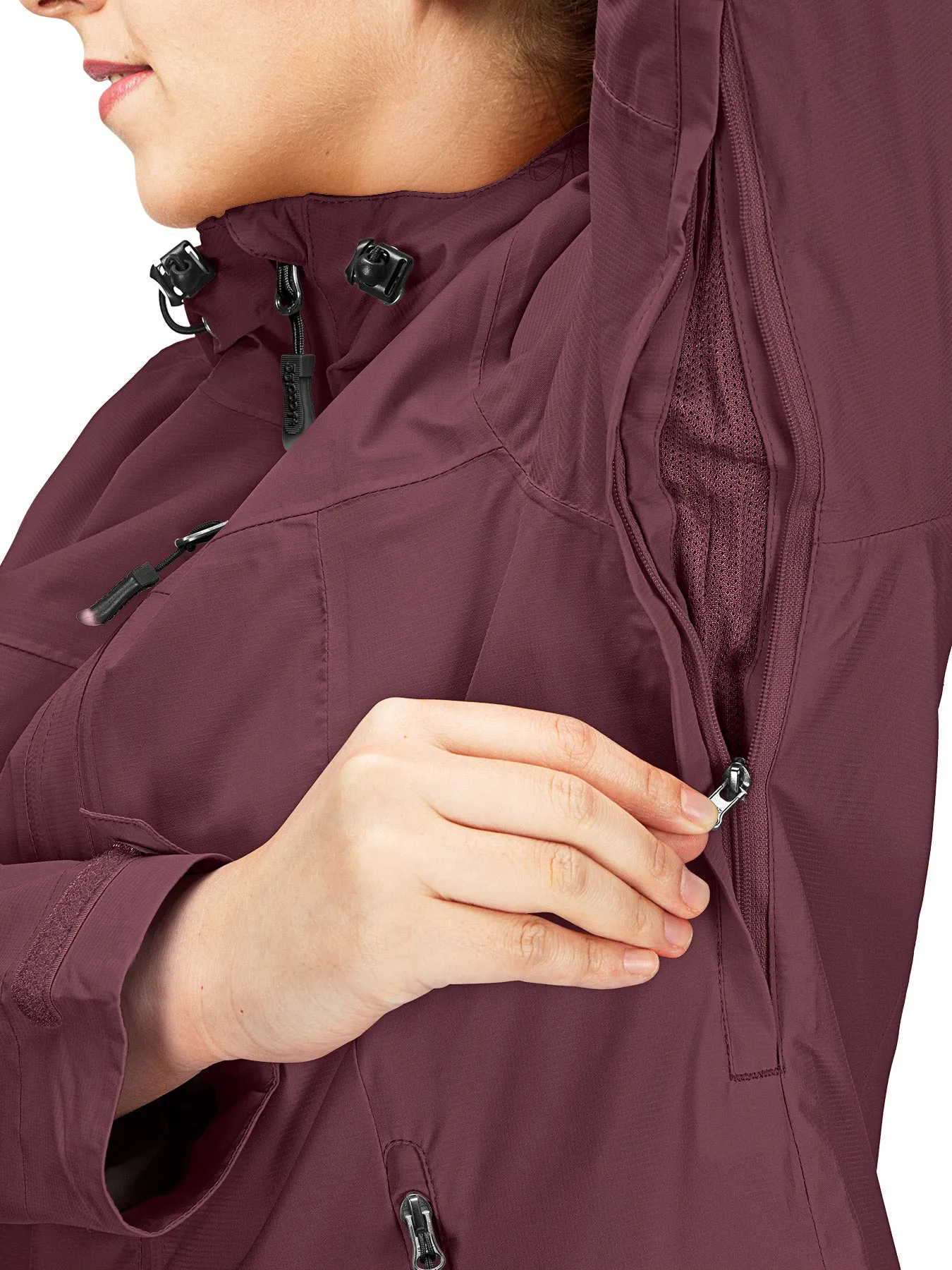 Women's Packable Rain Jacket with 4 Pockets: 1.10 lbs 10000mm W/P index 10000 Level Breathable