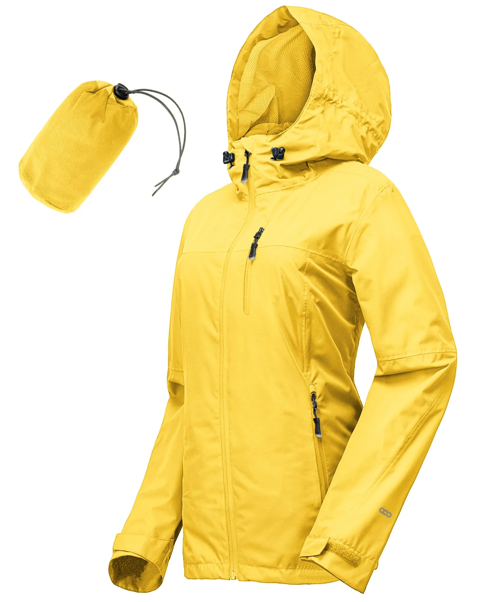 Women's Packable Rain Jacket with 4 Pockets: 1.10 lbs 10000mm W/P index 10000 Level Breathable